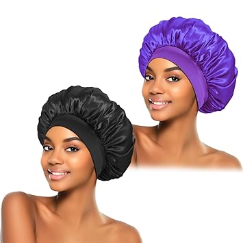 ZHENSILK Silk Sleep Bonnet Black and Gold – Smooth Hair Wrap for Curly Natural Hair, Lightweight Cap for Relaxing Evening Wellness Routine