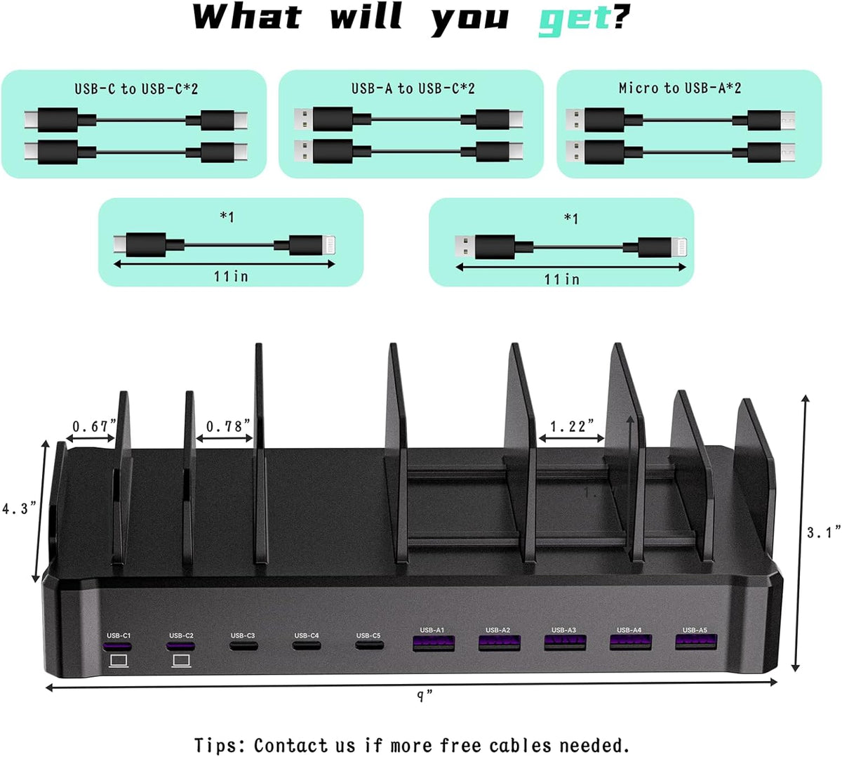 Zobirez 420W Multi-Device Charging Station – Practical Tech Gift for Him, Home Office Desktop Hub