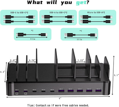 Zobirez 420W Multi-Device Charging Station – Practical Tech Gift for Him, Home Office Desktop Hub