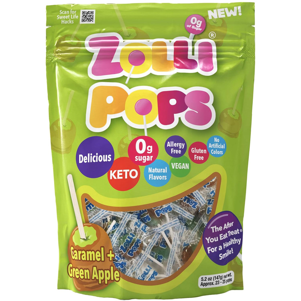 Zollipops Caramel Apple Lollipops for Toddlers – Sugar-Free Potty Training Reward and Lunchbox Snack