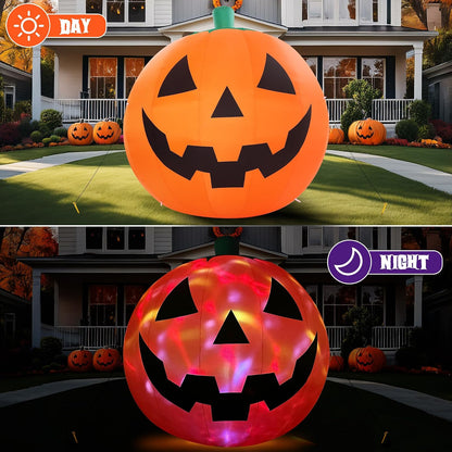 ZPISF Halloween Giant Pumpkin Inflatable - Open-Air Front Lawn and Driveway Decoration with Ground Stakes